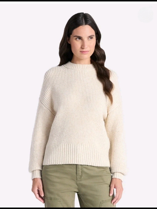 Time and Tru Sweaters - Women's Oatmeal Heather Time and Tru Shaker Stitch Mock Neck Sweater 2XL & 3XL